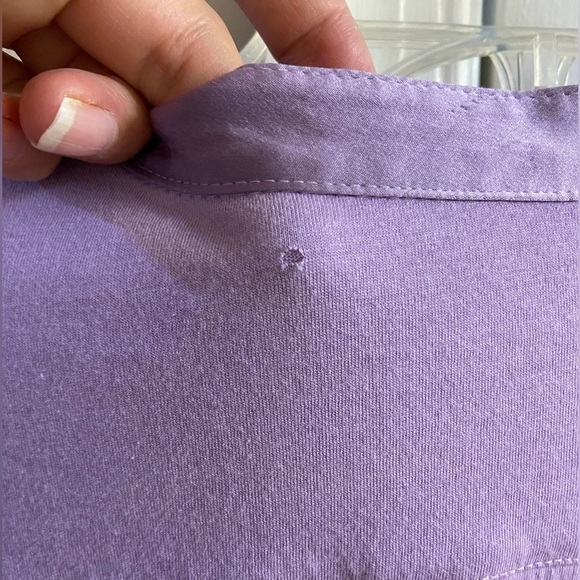J Jill silk trim Henley lavender long sleeve Medium Petite - Picture 8 of 8